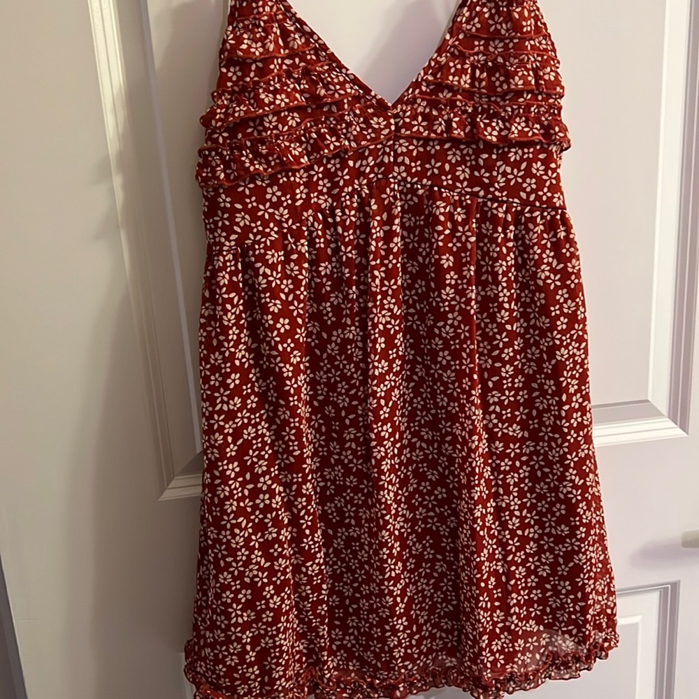 Red floral babydoll dress
